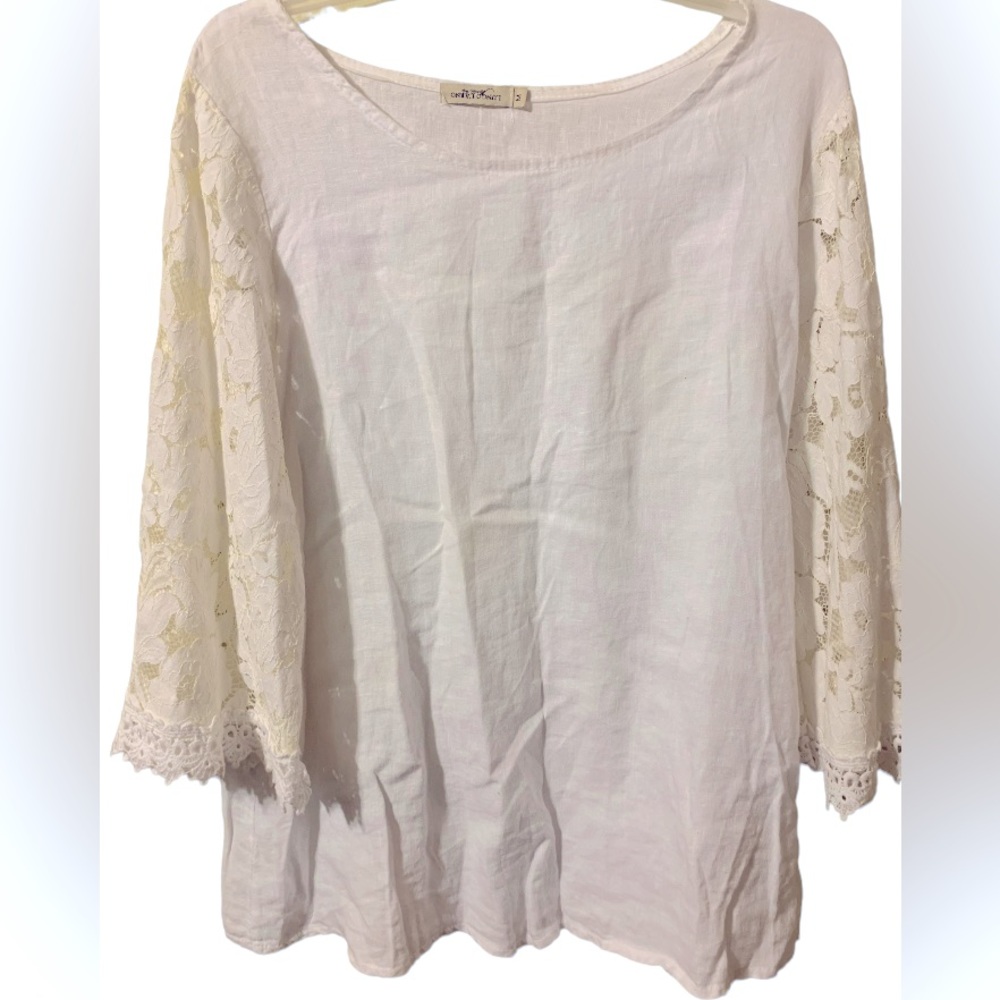 White crochet lace long sleeve top